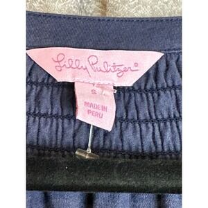 Lily Pulitzer Small Smocked Neckline Buttoned 3/4 Flowy Sleeve Blue Dress